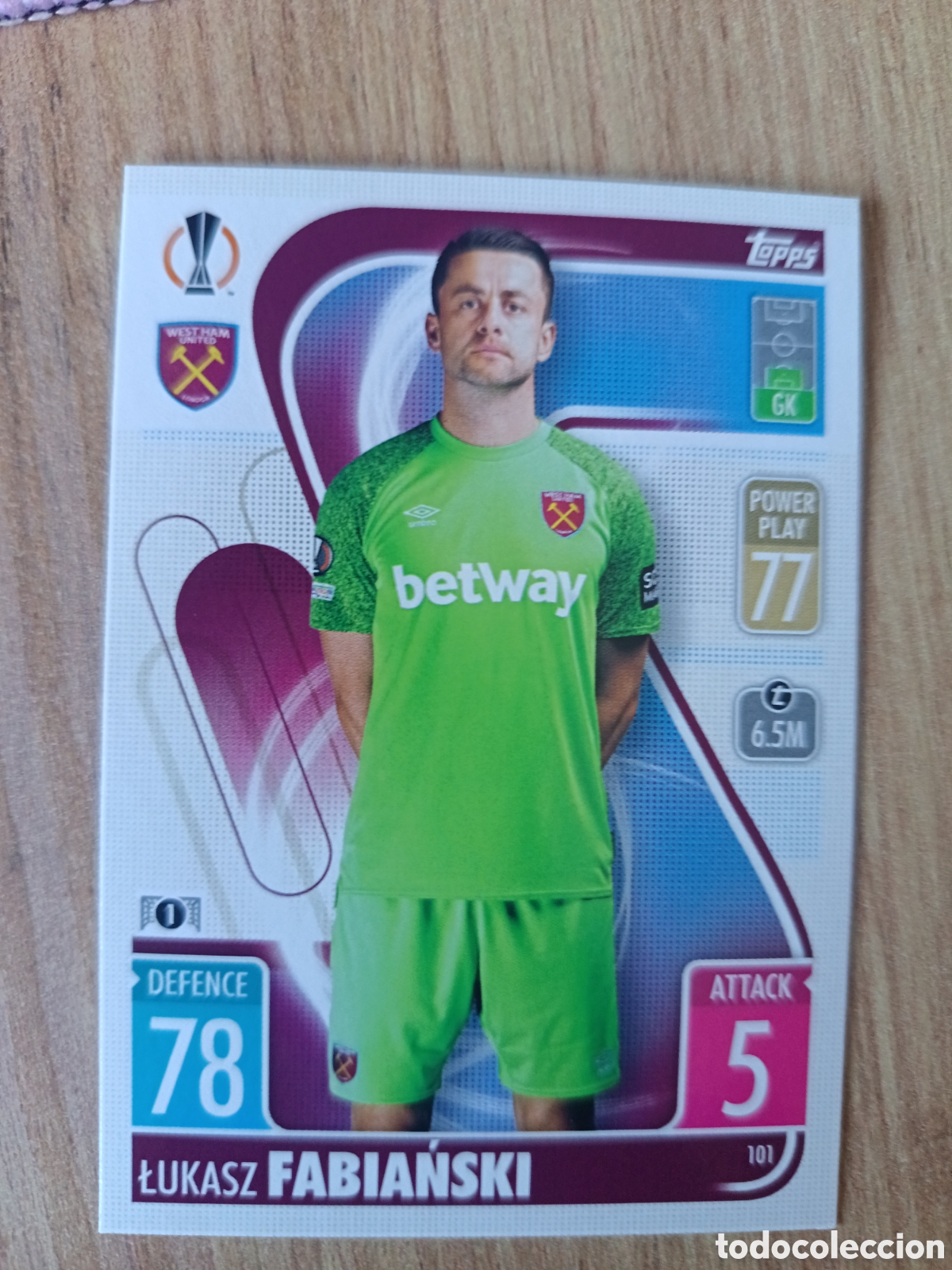 Cromos de f&uacute;tbol: 101 Fabianski CHAMPIONS LEAGUE MATCH ATTAX TOPPS 2021-2022 21-22