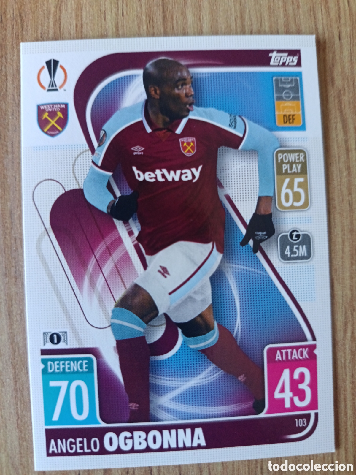 Cromos de f&uacute;tbol: 103 Ogbonna CHAMPIONS LEAGUE MATCH ATTAX TOPPS 2021-2022 21-22