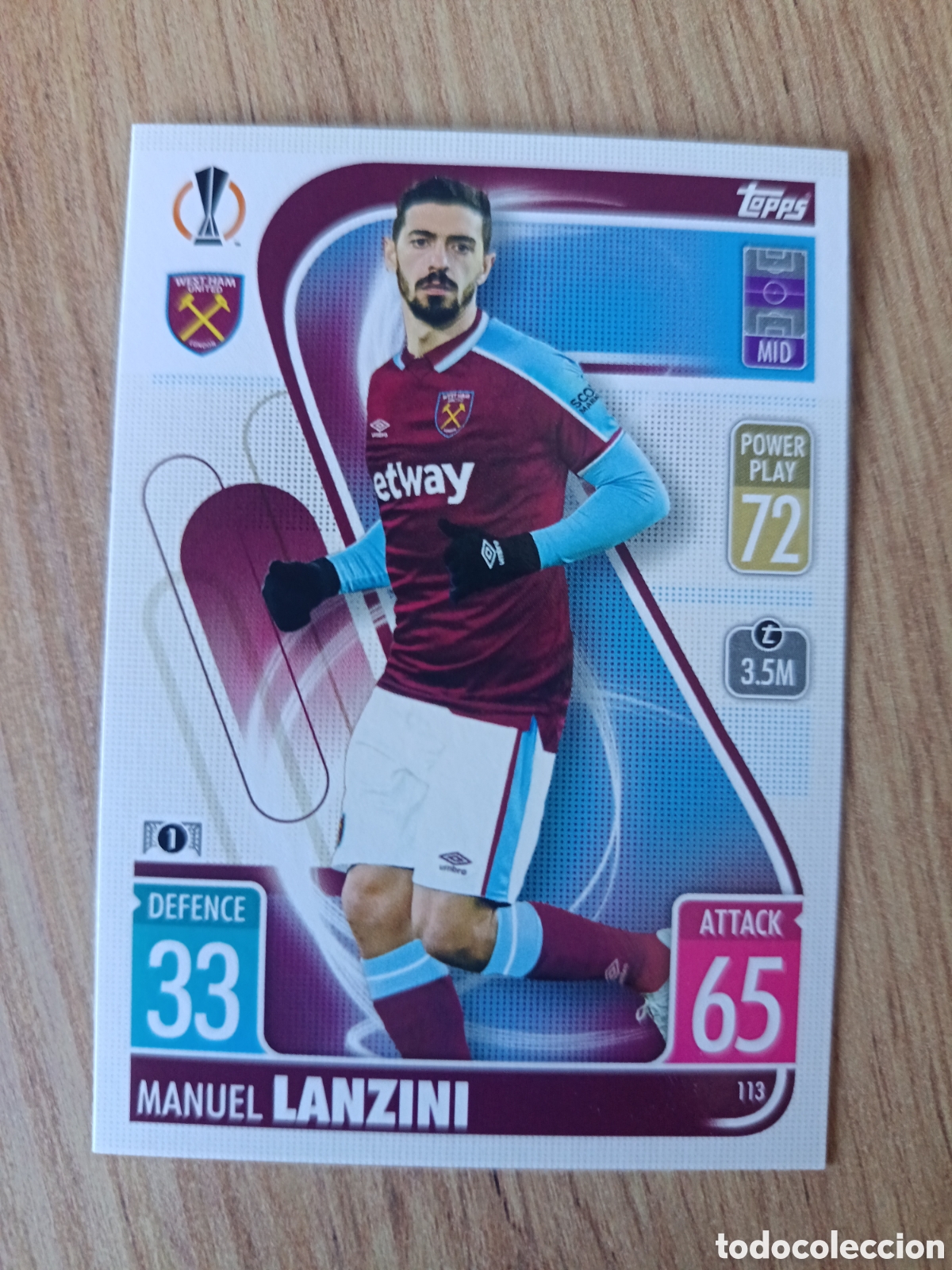 Cromos de f&uacute;tbol: 113 Lanzini CHAMPIONS LEAGUE MATCH ATTAX TOPPS 2021-2022 21-22