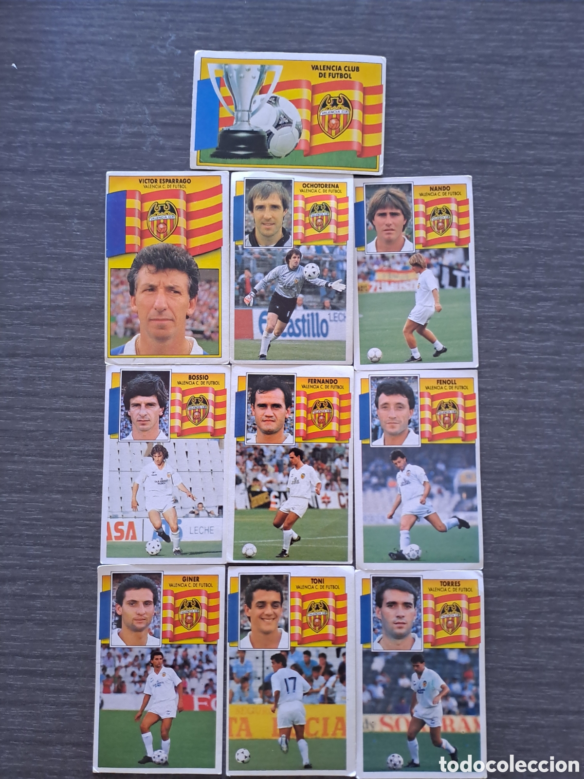 Cromos de f&uacute;tbol: LOTE VALENCIA LIGA ESTE 90-91 SIN PEGAR Lote de 10 cromos adhesivos originales del Valencia C.F.