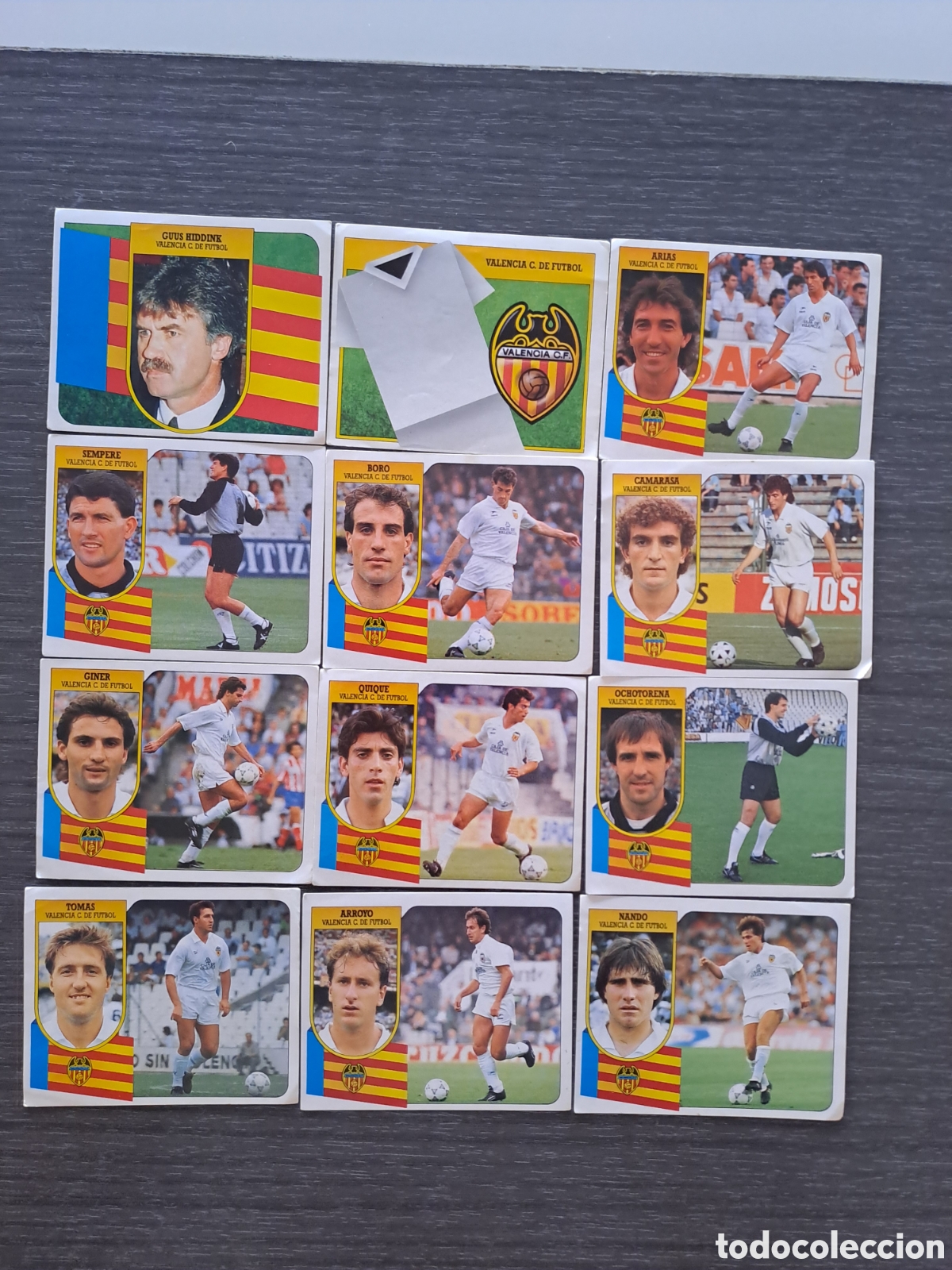 Cromos de f&uacute;tbol: LOTE VALENCIA LIGA ESTE 91-92 SIN PEGAR Lote de 12 cromos adhesivos originales del Valencia C.F.