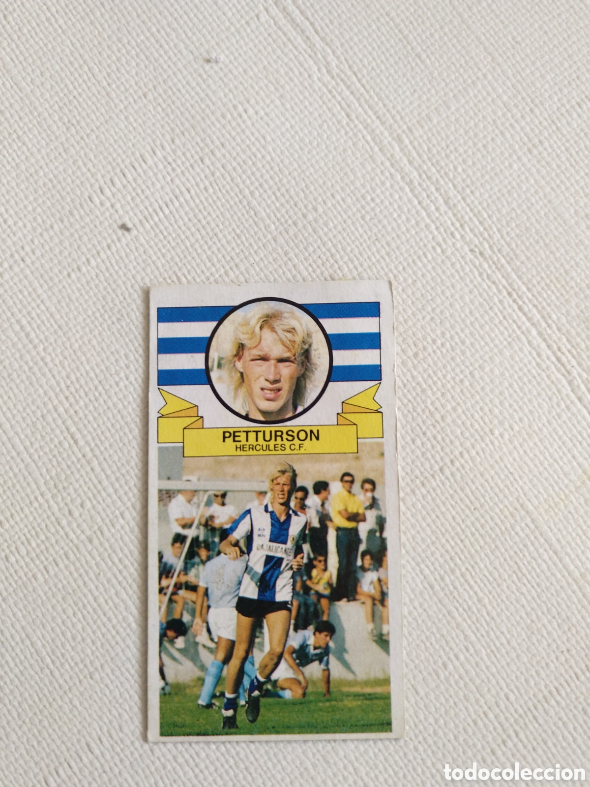 Cromos de f&uacute;tbol: COLOCA PETTURSON HERCULES LIGA ESTE 85 86 DESPEGADO