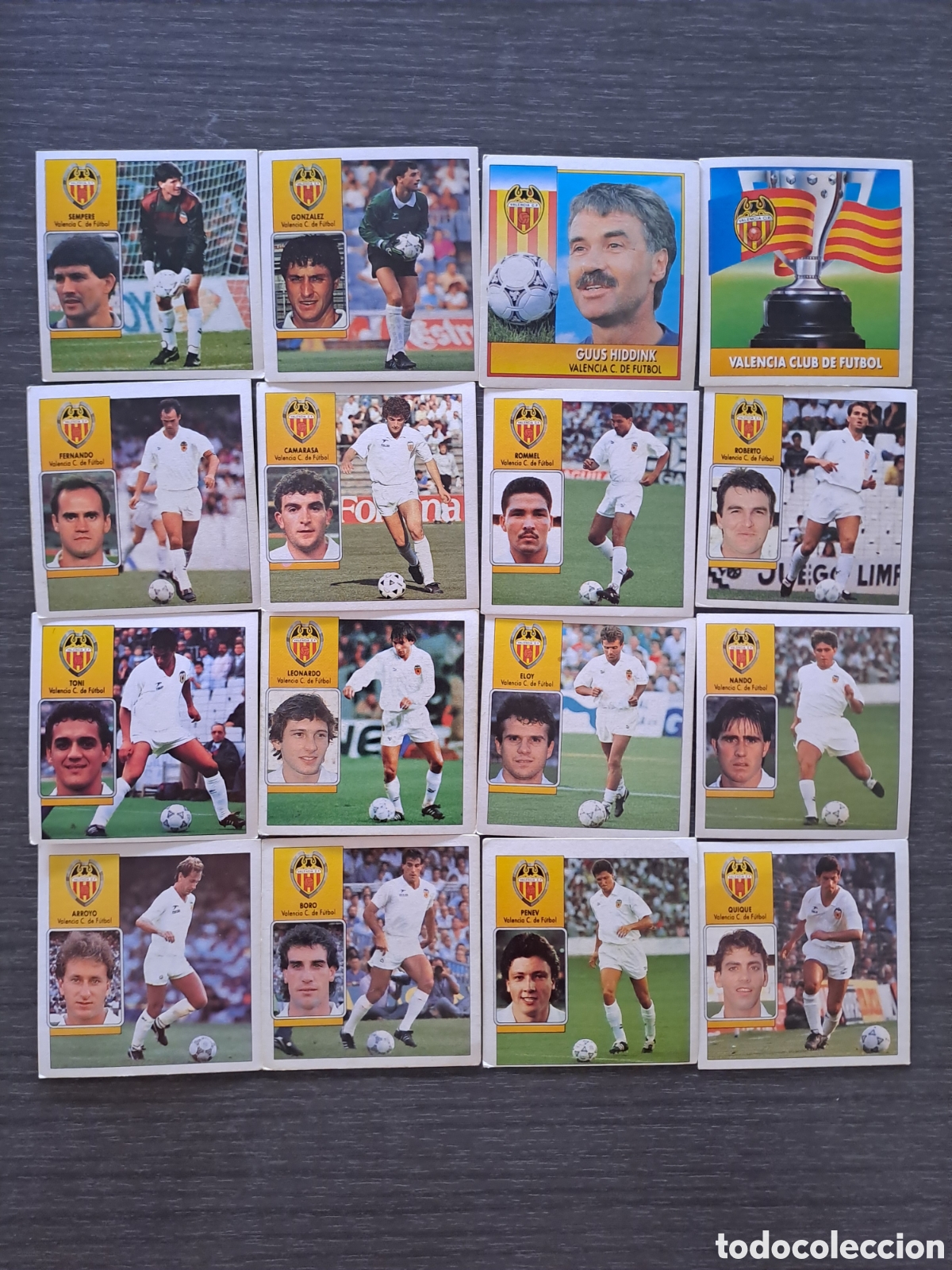 Cromos de f&uacute;tbol: LOTE VALENCIA LIGA ESTE 92-93 SIN PEGAR Lote de 16 cromos adhesivos originales del Valencia C.F.