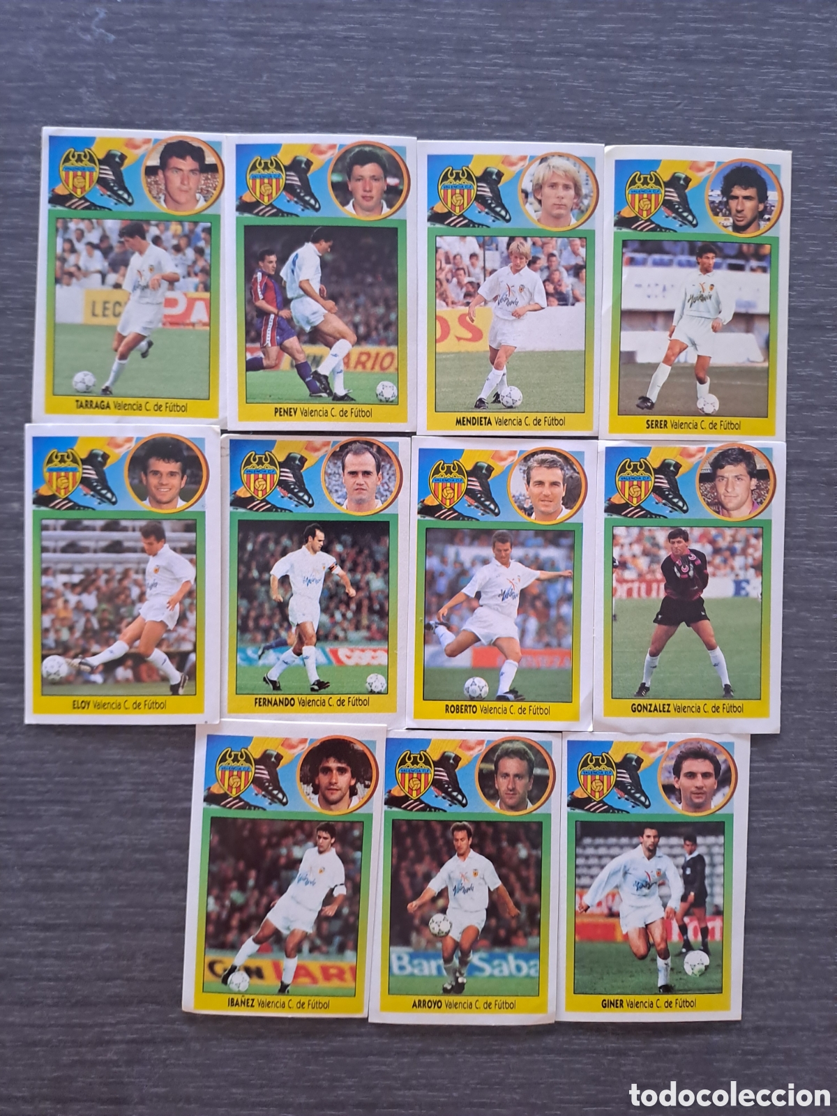 Cromos de f&uacute;tbol: LOTE VALENCIA LIGA ESTE 93-94 SIN PEGAR Lote de 11 cromos adhesivos originales del Valencia C.F.