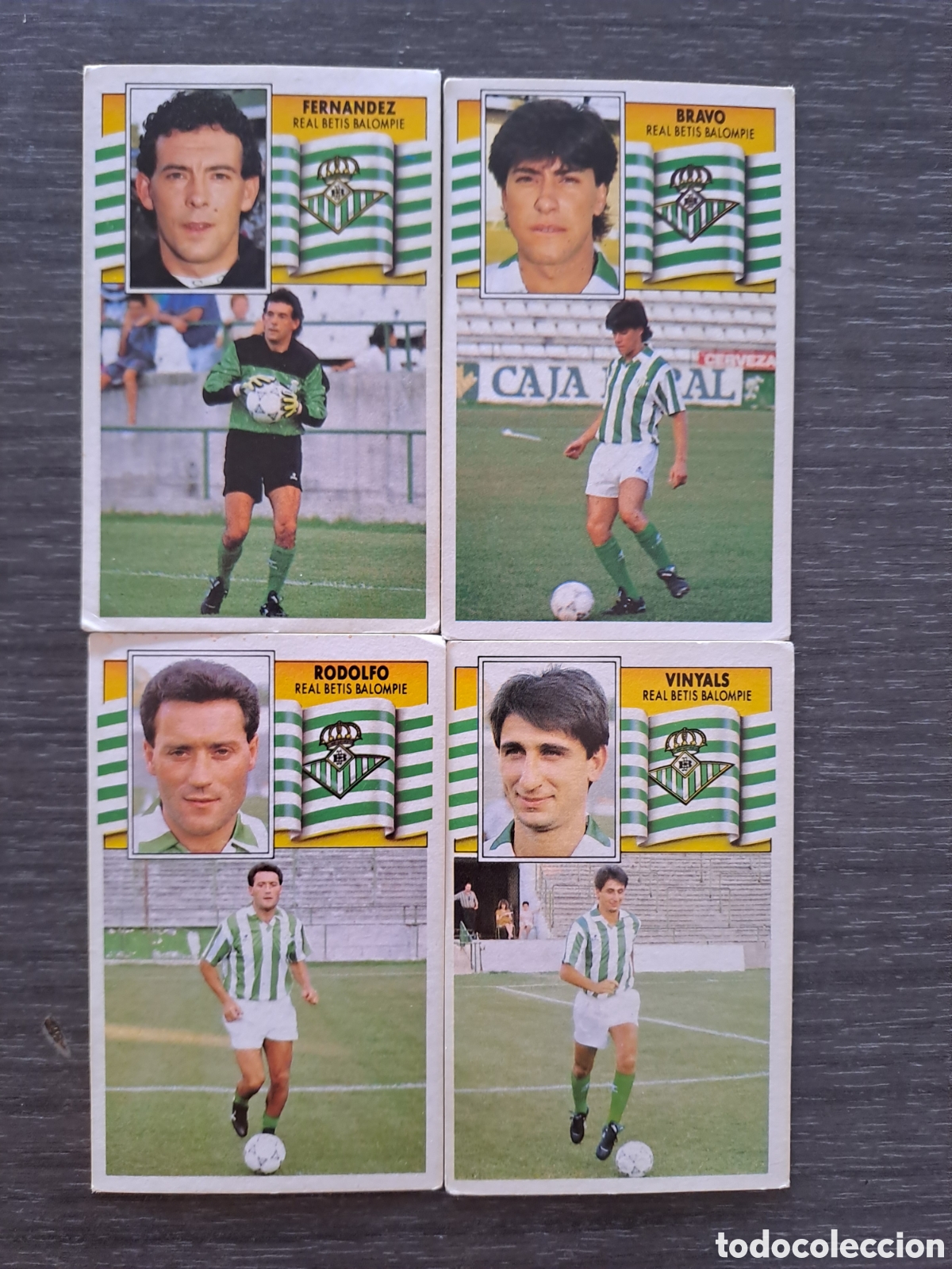 Cromos de f&uacute;tbol: LOTE FICHAJES BETIS LIGA ESTE 90-91 SIN PEGAR Lote de 4 cromos adhesivos originales
