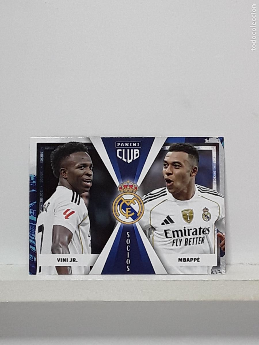 Cromos de f&uacute;tbol: CLUB REAL MADRID OFICIAL 2025 2026 25 26 ALBUM PANINI LIGA N 49 SOCIOS VINICIUS VINI KYLIAN MBAPPE
