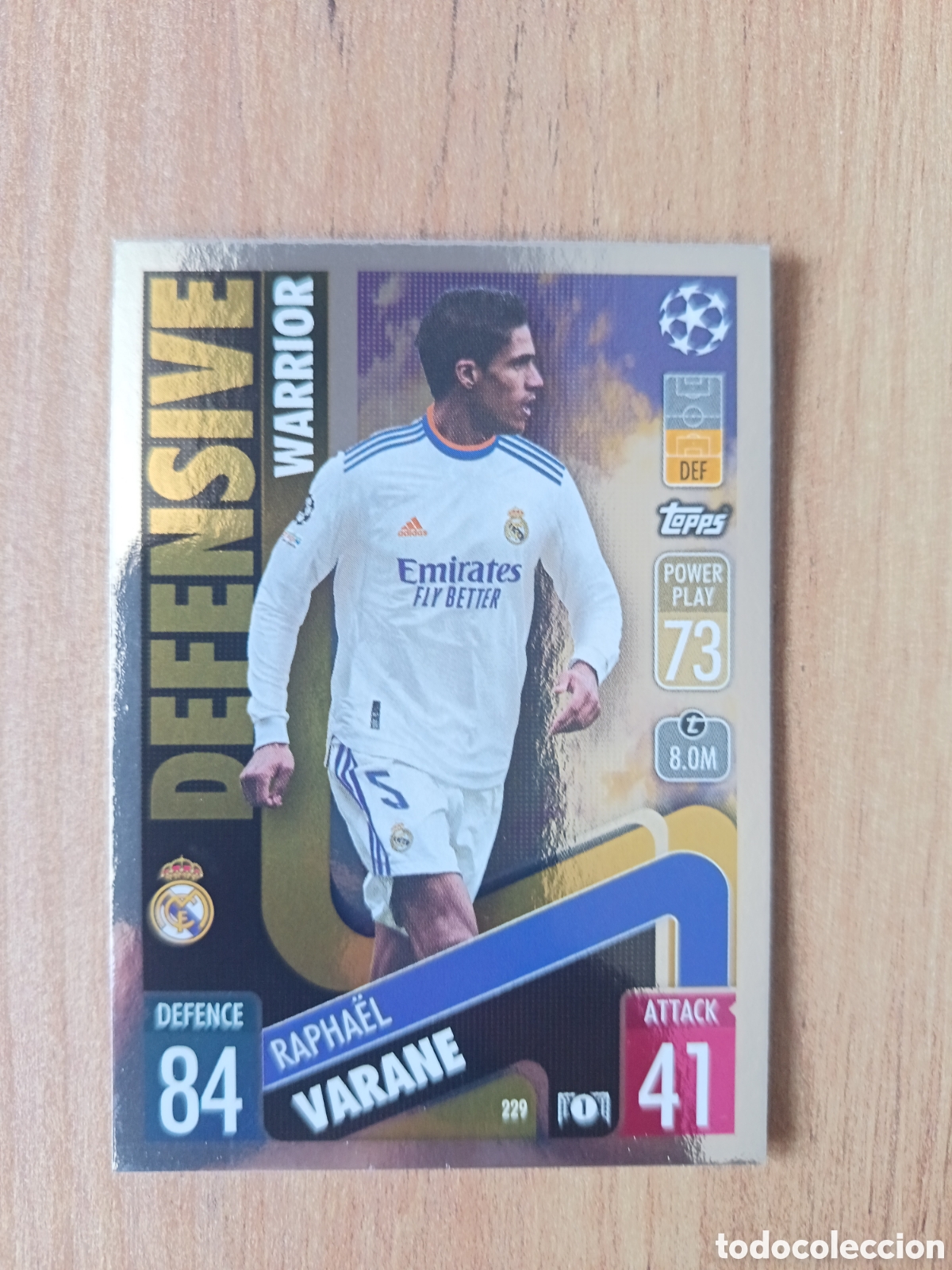 Football Stickers: 229 Varane CHAMPIONS LEAGUE MATCH ATTAX TOPPS 2021-2022 21-22