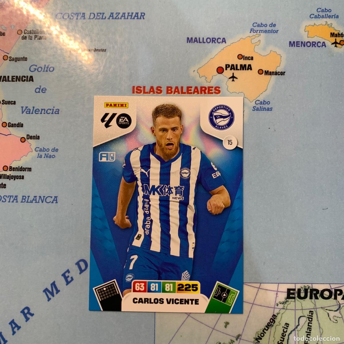 Cromos de f&uacute;tbol: Carlos Vicente n&uacute;mero 15 del Alav&eacute;s cromo adrenalyn XL 25-26 2025-2026