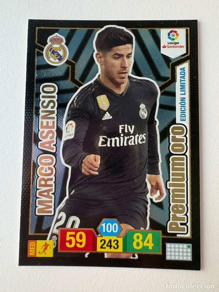 Cromos de f&uacute;tbol: Marco Asensio Real Madrid Premium Oro Edici&oacute;n Limitada Adrenalyn 2018-19