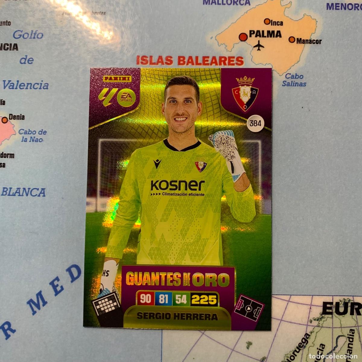 Cromos de f&uacute;tbol: Sergio Herrera guantes de oro n&uacute;mero 384 del Osasuna cromo adrenalyn XL 25-26 2025-2026