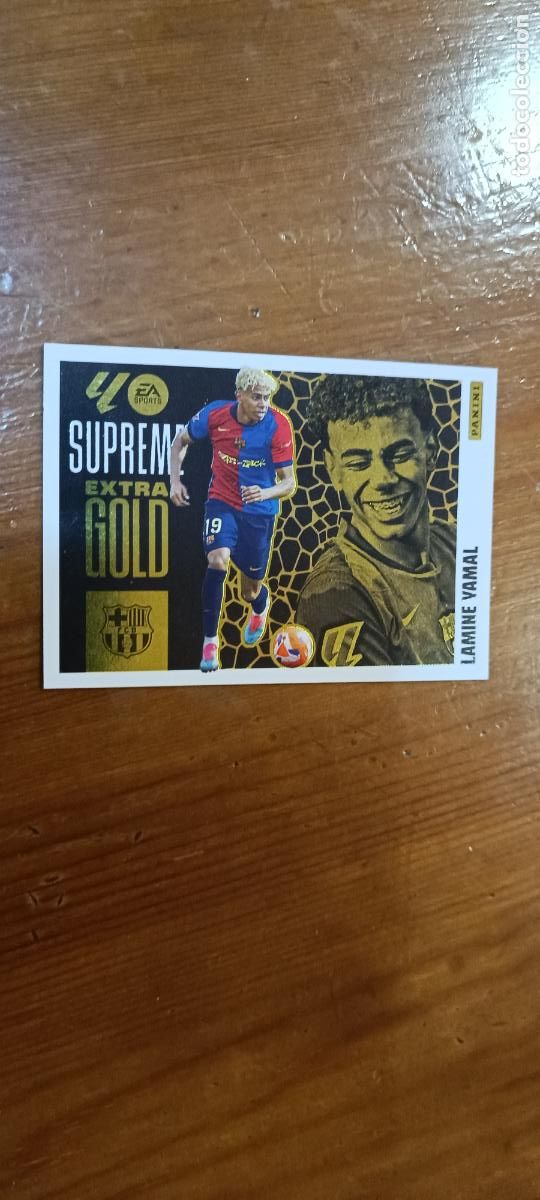 Football Stickers: LAMINE YAMAL SUPREME EXTRA GOLD LIGA ESTE 2025 2026 25 26. NUNCA PEGADO