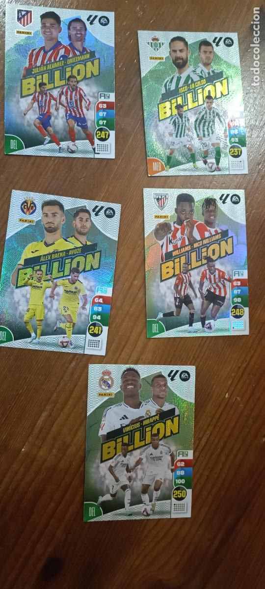 Cromos de f&uacute;tbol: 5 cromos Billion Vinicius-Mbappe Real Madrid Adrenalyn 24-25 y otros