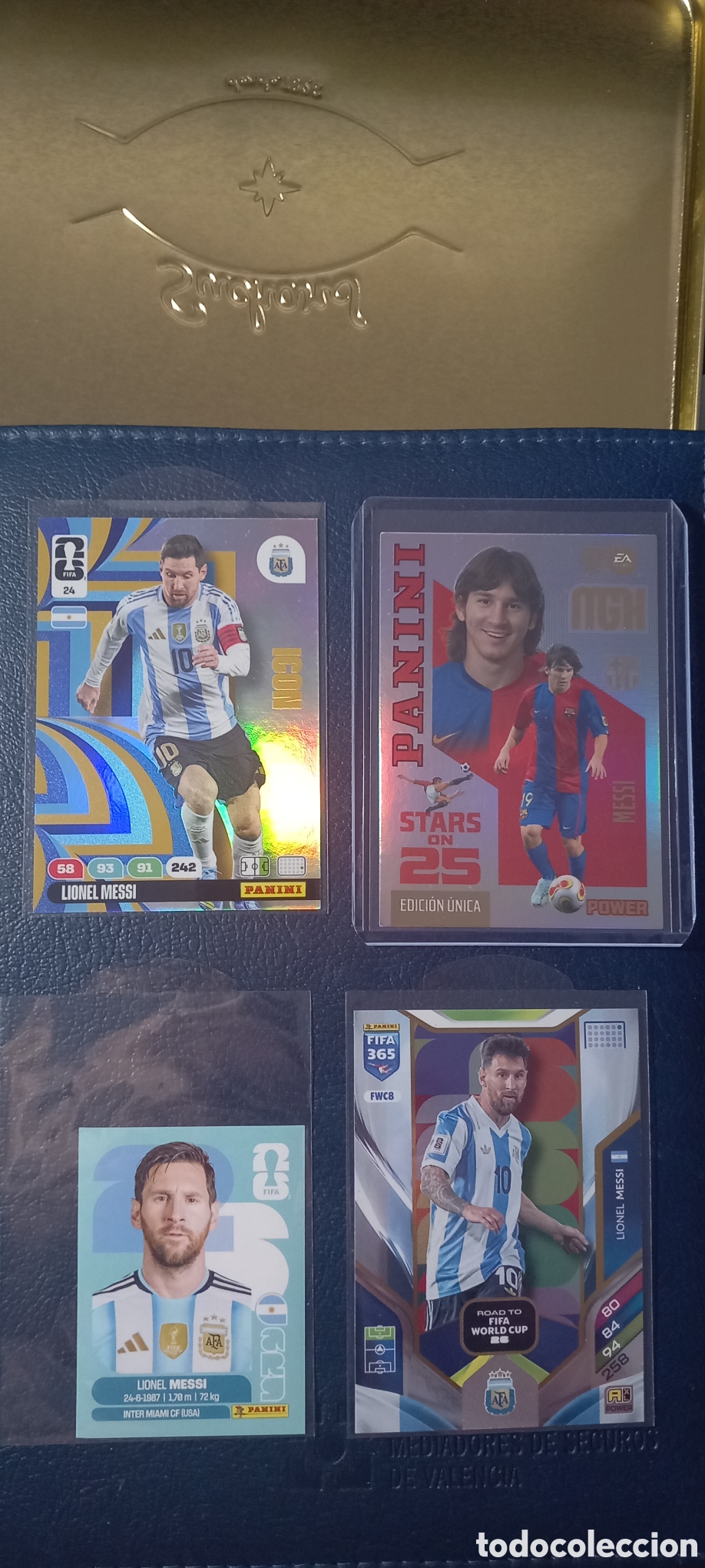 Cromos de f&uacute;tbol: Lote 4 cromos MESSI PANINI