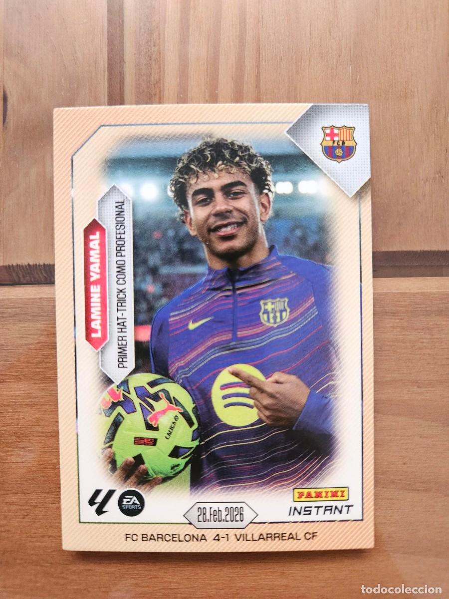 Cromos de f&uacute;tbol: LAMINE YAMAL BARCELONA 2026 PRIMER HAT TRICK COMO PROFESIONAL PANINI INSTANT