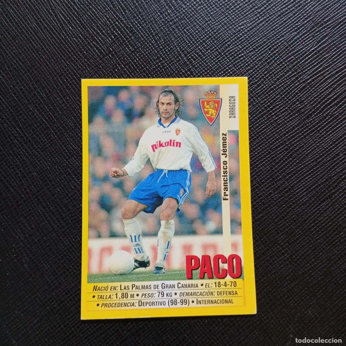 Cromos de f&uacute;tbol: 158 PACO ZARAGOZA PANINI 1999 2000 CROMO FUTBOL 99 00 - SIN PEGAR - A75 PG228