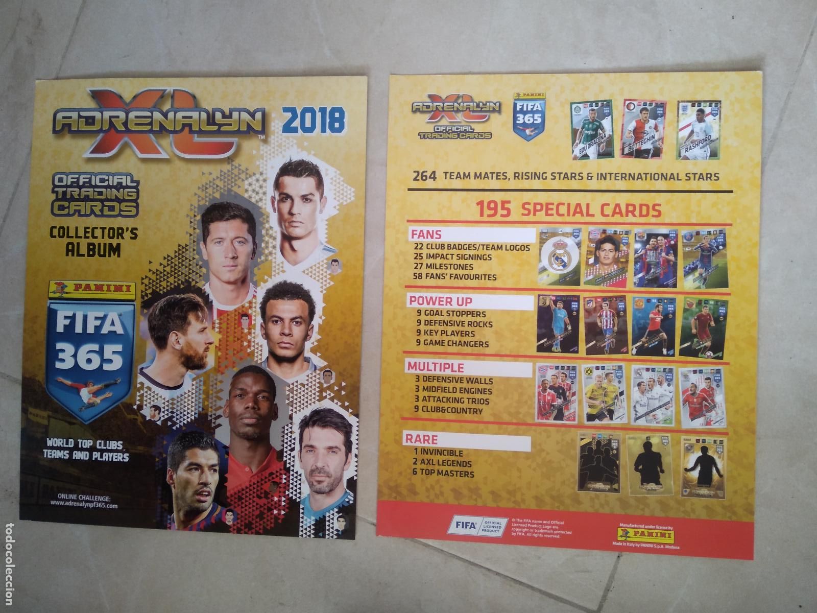 Cromos de f&uacute;tbol: PORTADA Y CONTRAPORTADA CROMO FUTBOL PANINI ADRENALYN FIFA 365 2018 MESSI CRISTIANO RONALDO BUFFON