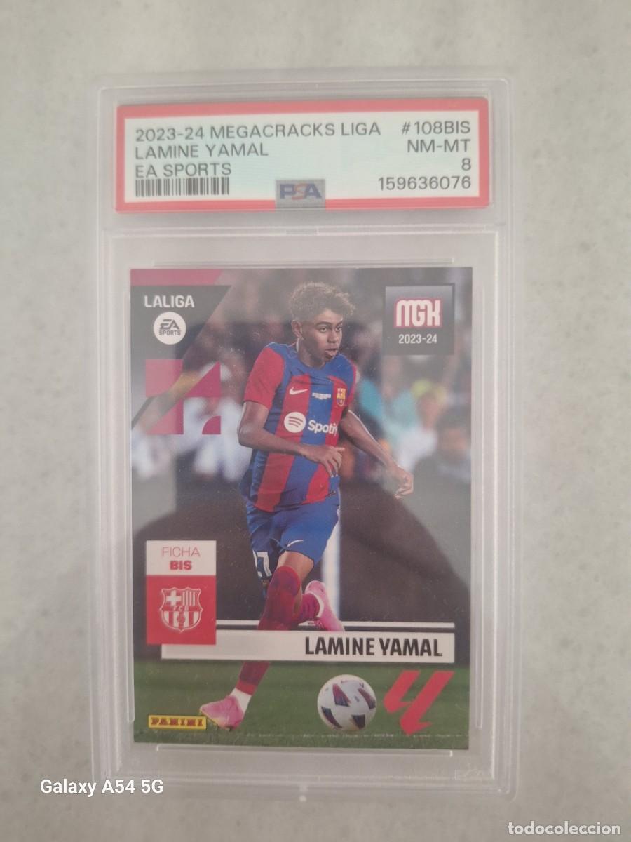 Football Stickers: PSA 8 ROOKIE LAMINE YAMAL 108 BIS BARCELONA MEGACRACKS 2023 2024 PANINI