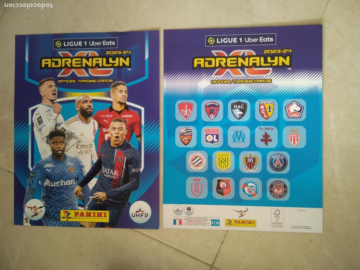 Cromos de f&uacute;tbol: PORTADA Y CONTRAPORTADA CROMO FUTBOL PANINI ADRENALYN 23-24 LIGUE 1 2023-2024 LIGA FRANCIA MBAPPE