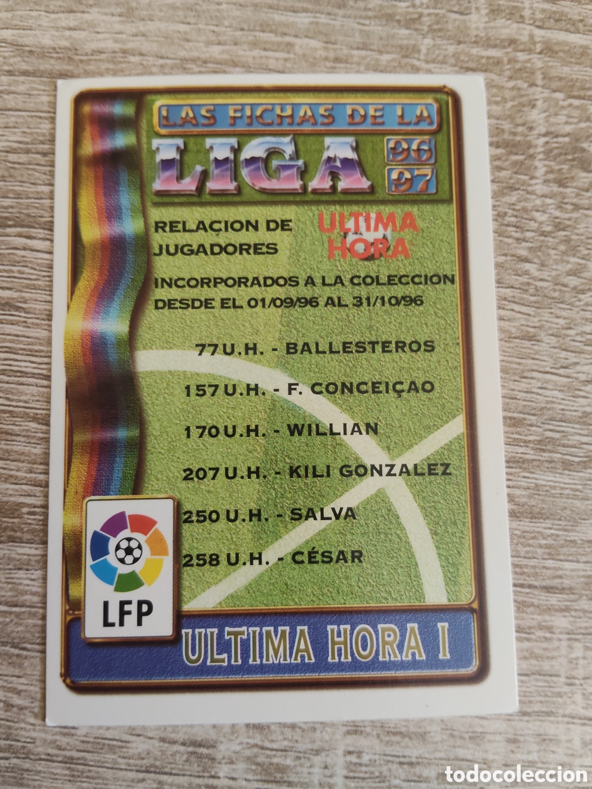 Cromos de f&uacute;tbol: Mundicromo las fichas de la liga 1996 1997 96 97 &iacute;ndice UH1