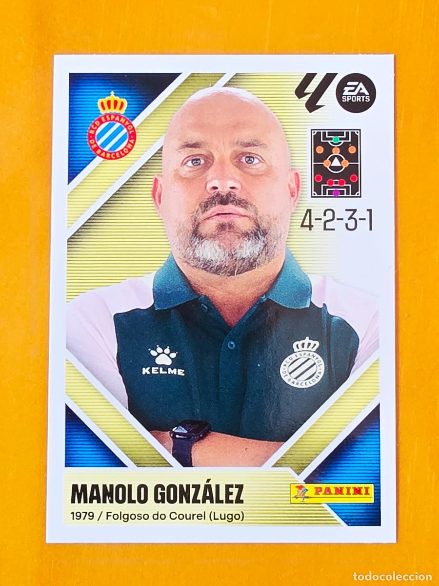 Cromos de f&uacute;tbol: 2 Entrenador, Manolo Gonz&aacute;lez, RCD Espanyol, Panini Ediciones Liga Este 2026 2027 26 27 sin pegar