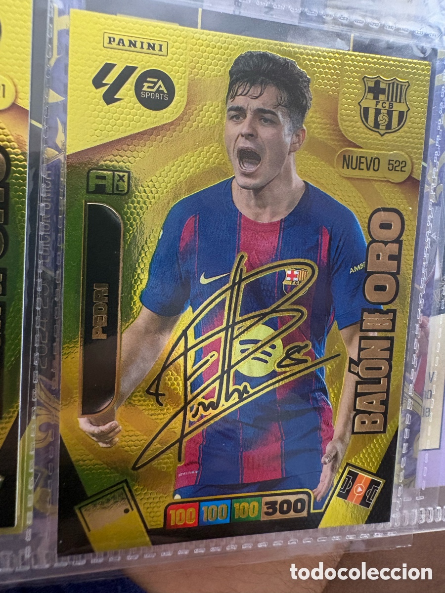 Cromos de Futebol: PEDRI (FC BARCELONA) NUEVO BAL&Oacute;N DE ORO AUT&Oacute;GRAFO N&deg; 522. CROMO CARTA AMPLIACI&Oacute;N ADRENALYN