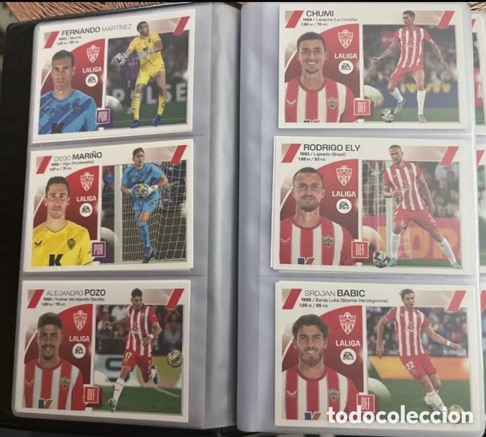 Cromos de f&uacute;tbol: ALMER&Iacute;A LIGA ESTE 2023 2024 23 24 LOTE SET EQUIPO COMPLETO
