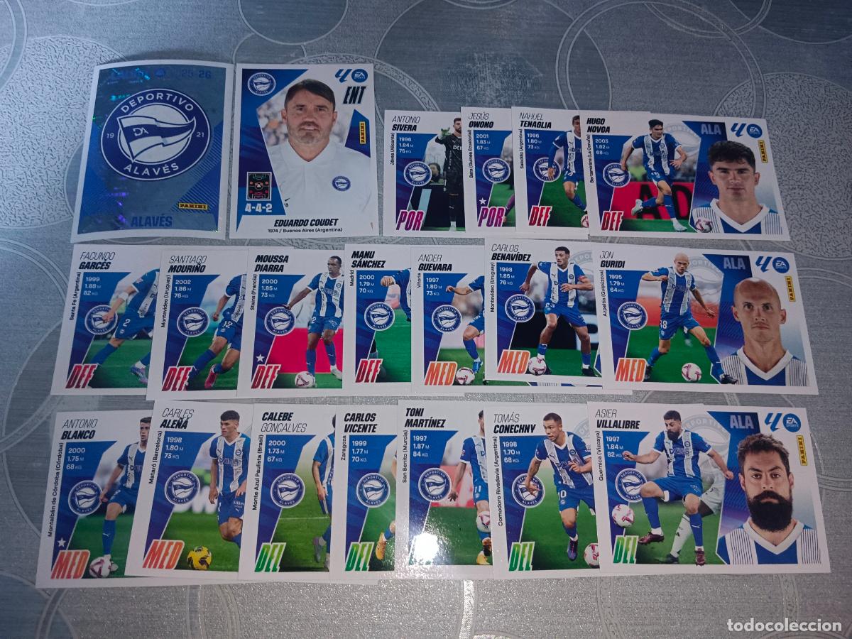 Cromos de f&uacute;tbol: TEMPORADA 2025 2026 25 26 EQUIPO BASICO ALAVES COMPLETO + COLOCAS + FICHAJES RESERVADO A V*****P