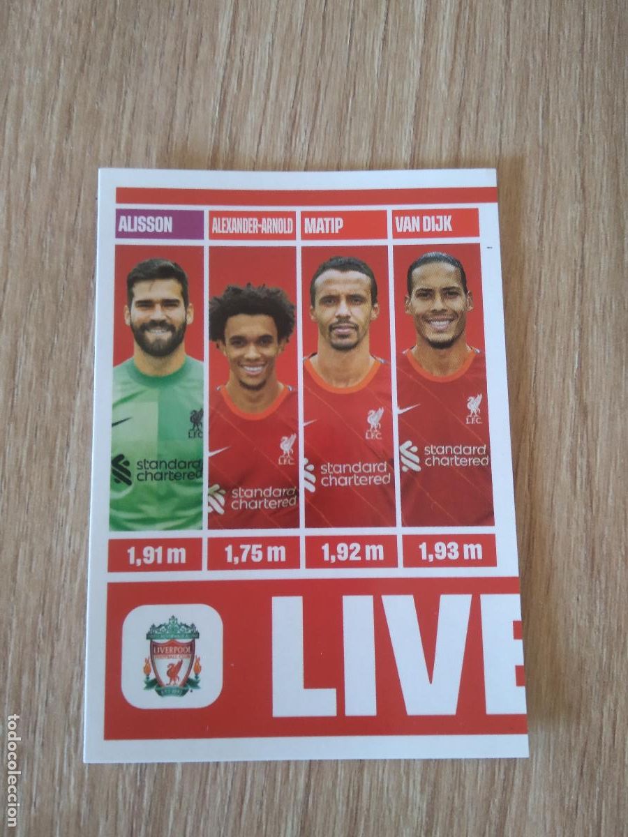 Cromos de f&uacute;tbol: 42 ALISSON ALEXANDER-ARNOLD MATIP VAN DIJK LIVERPOOL CROMO FUTBOL PANINI TOP CLASS 2022 STICKER