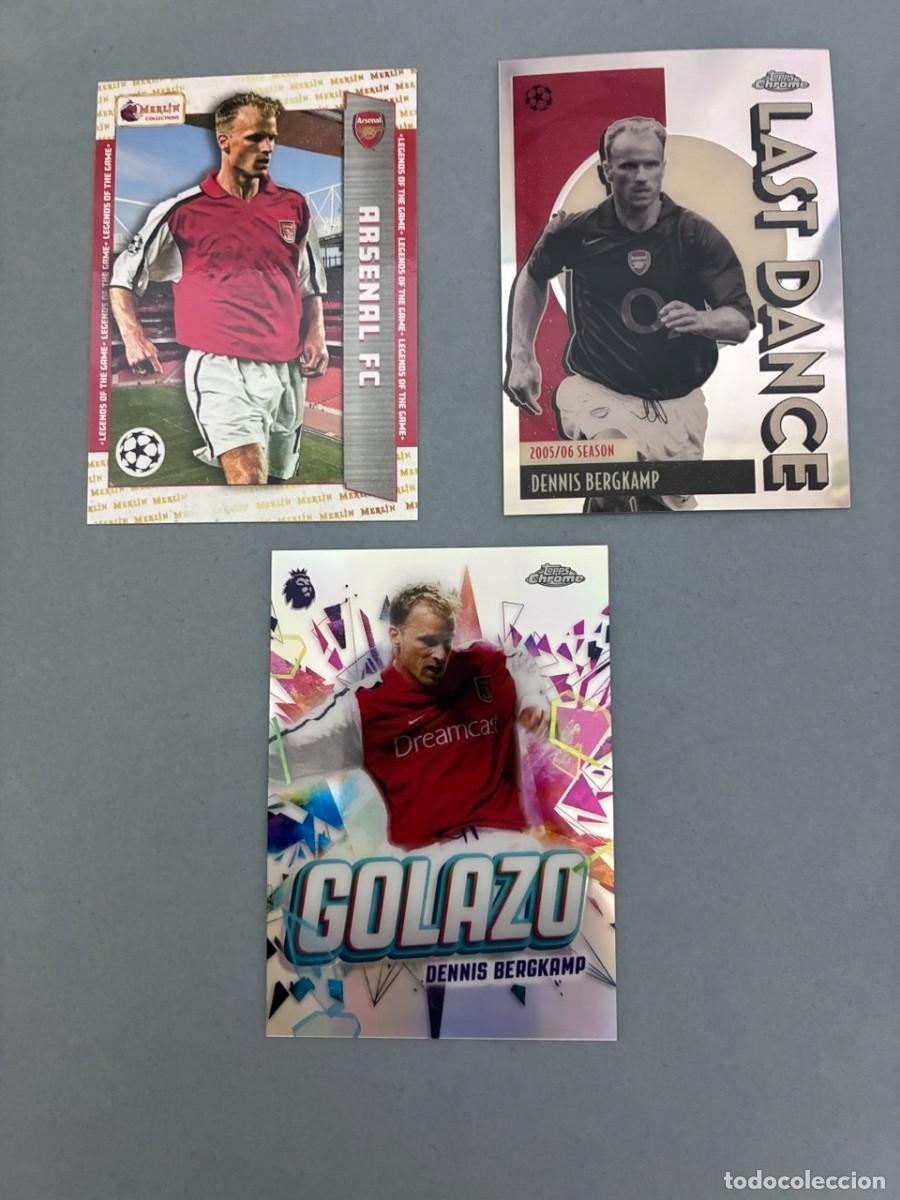 Cromos de f&uacute;tbol: Lote Dennis Bergkamp Arsenal &ndash; Topps Chrome Golazo + Last Dance + Merlin Legends