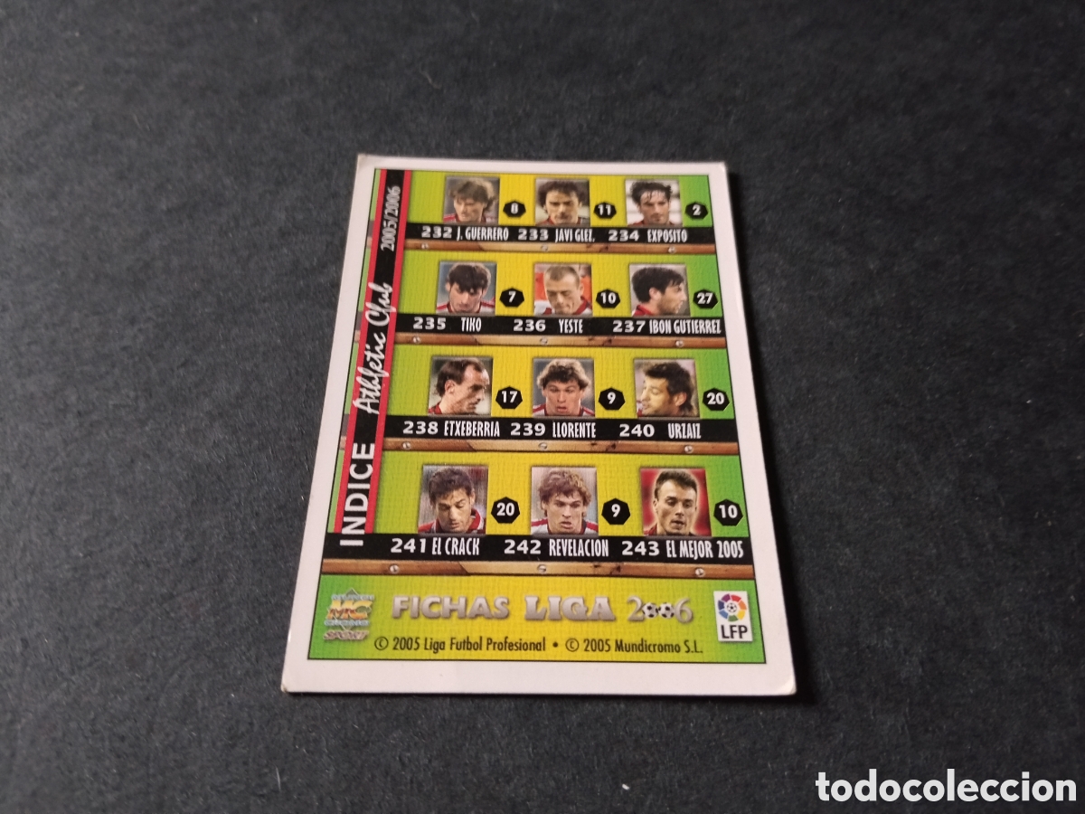 Cromos de f&uacute;tbol: Cromo futbol 2006 Atletic Club Bilbao