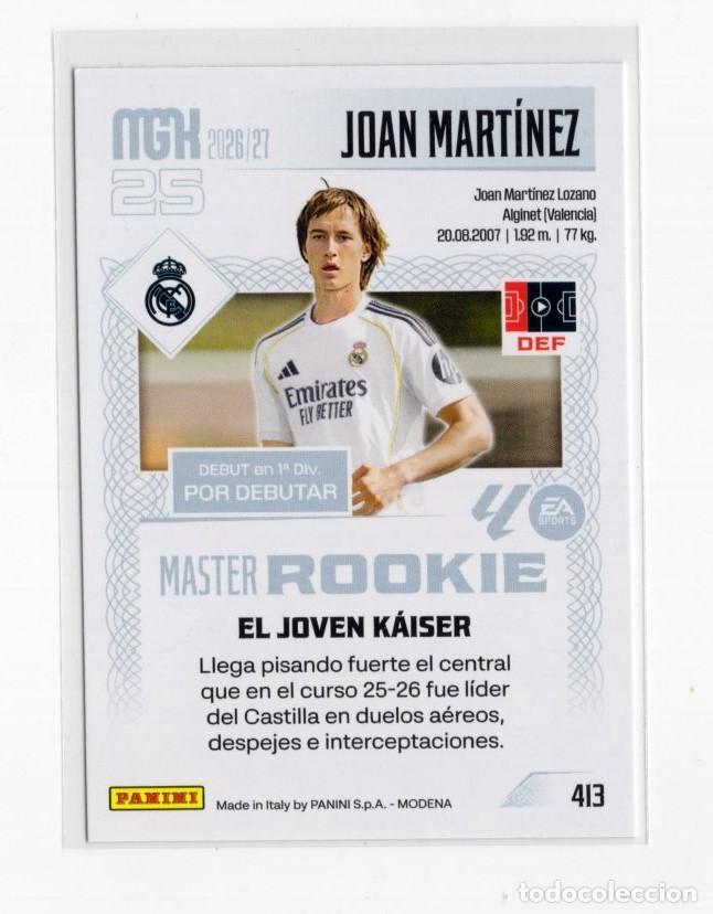 Cromos de f&uacute;tbol: 413 JOAN MARTINEZ REAL MADRID MASTER ROOKIE MEGACRACKS 2026 2027 26 27 MGK