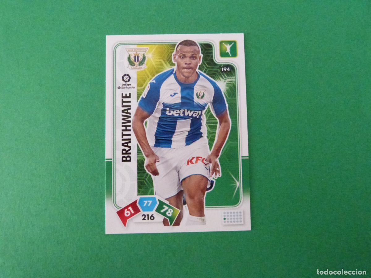 Fu&szlig;ball-Sticker: TRADING CARD FUTBOL BRAITHWAITE C.D. LEGANES N&ordm; 194 LIGA ADRENALYN XL 2019-2020/19-20 PANINI
