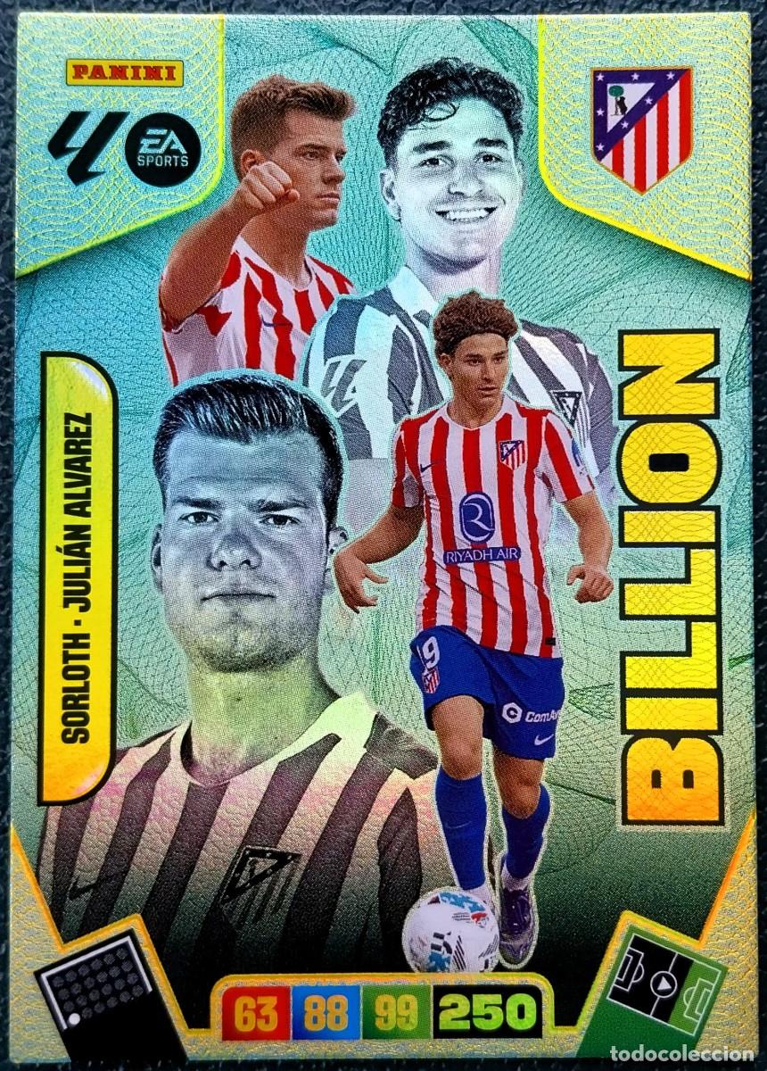 Cromos de f&uacute;tbol: SORLOTH - JULIAN ALVAREZ ATLETICO DE MADRID BILLION FICHAS ALBUM ADRENALYN XL 2025 2026 25 26