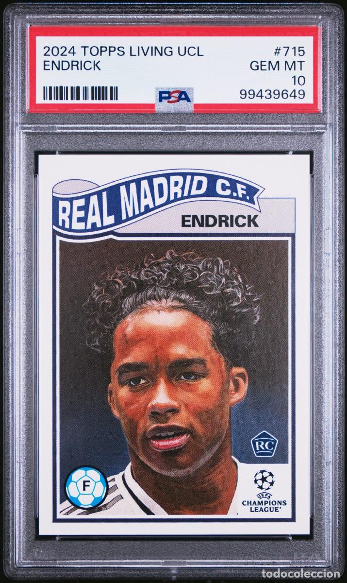 Cromos de f&uacute;tbol: Rookie Endrick #715 Real Madrid Topps Living UCL 2024 2025 PSA 10