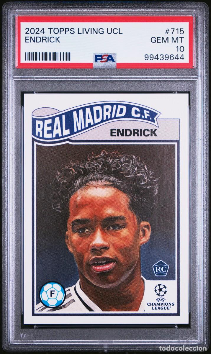 Cromos de f&uacute;tbol: Rookie Endrick #715 Real Madrid Topps Living UCL 2024 2025 PSA 10