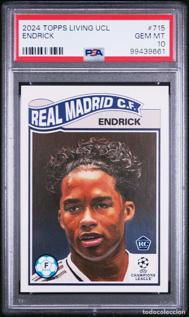 Cartes &agrave; collectionner de Football: Rookie Endrick #715 Real Madrid Topps Living UCL 2024 2025 PSA 10