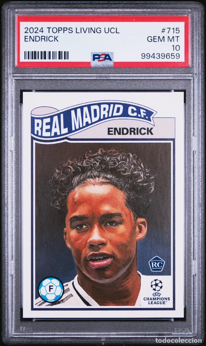 Cromos de f&uacute;tbol: Rookie Endrick #715 Real Madrid Topps Living UCL 2024 2025 PSA 10