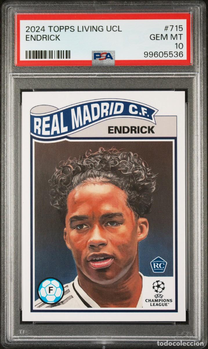 Cromos de f&uacute;tbol: Rookie Endrick #715 Real Madrid Topps Living UCL 2024 2025 PSA 10