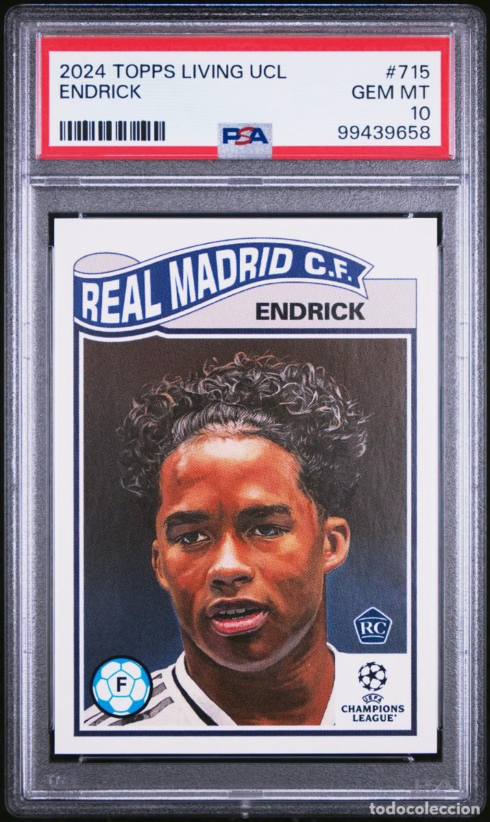 Cromos de f&uacute;tbol: Rookie Endrick #715 Real Madrid Topps Living UCL 2024 2025 PSA 10