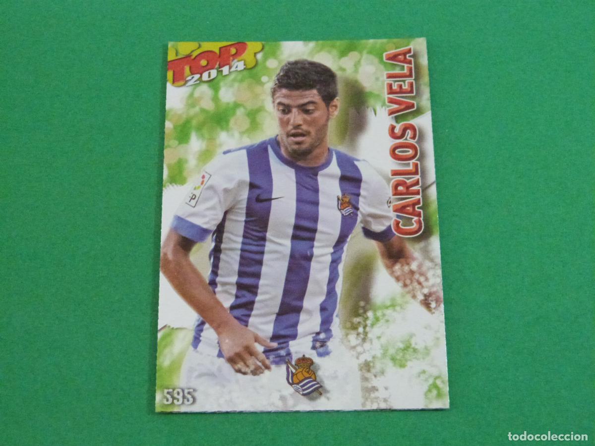 Fu&szlig;ball-Sticker: TRADING CARD FUTBOL CARLOS VELA REAL SOCIEDAD BRILLO 595 FICHAS LIGA TOP MUNDICROMO 2013-2014/13-14