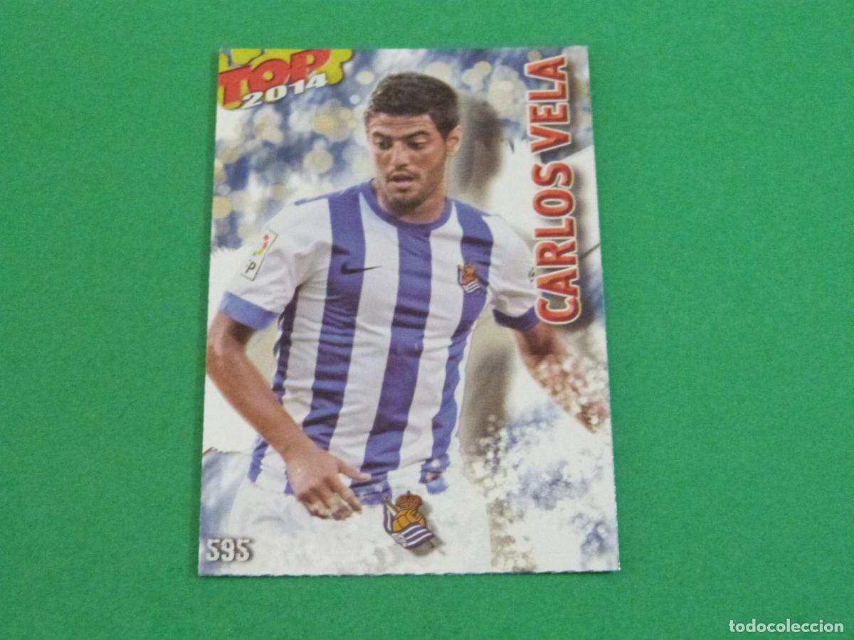 Fu&szlig;ball-Sticker: TRADING CARD FUTBOL CARLOS VELA REAL SOCIEDAD BRILLO 595 FICHAS LIGA TOP MUNDICROMO 2013-2014/13-14