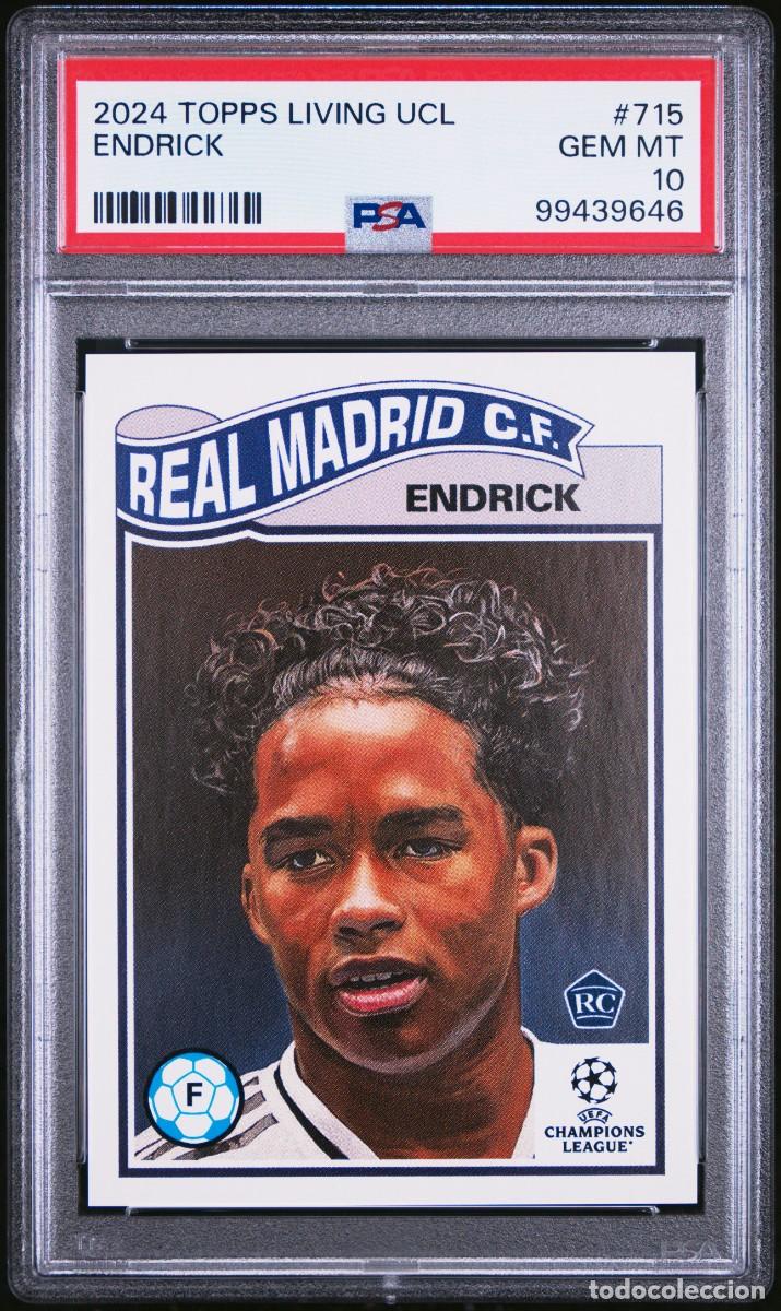 Cromos de f&uacute;tbol: Rookie Endrick #715 Real Madrid Topps Living UCL 2024 2025 PSA 10