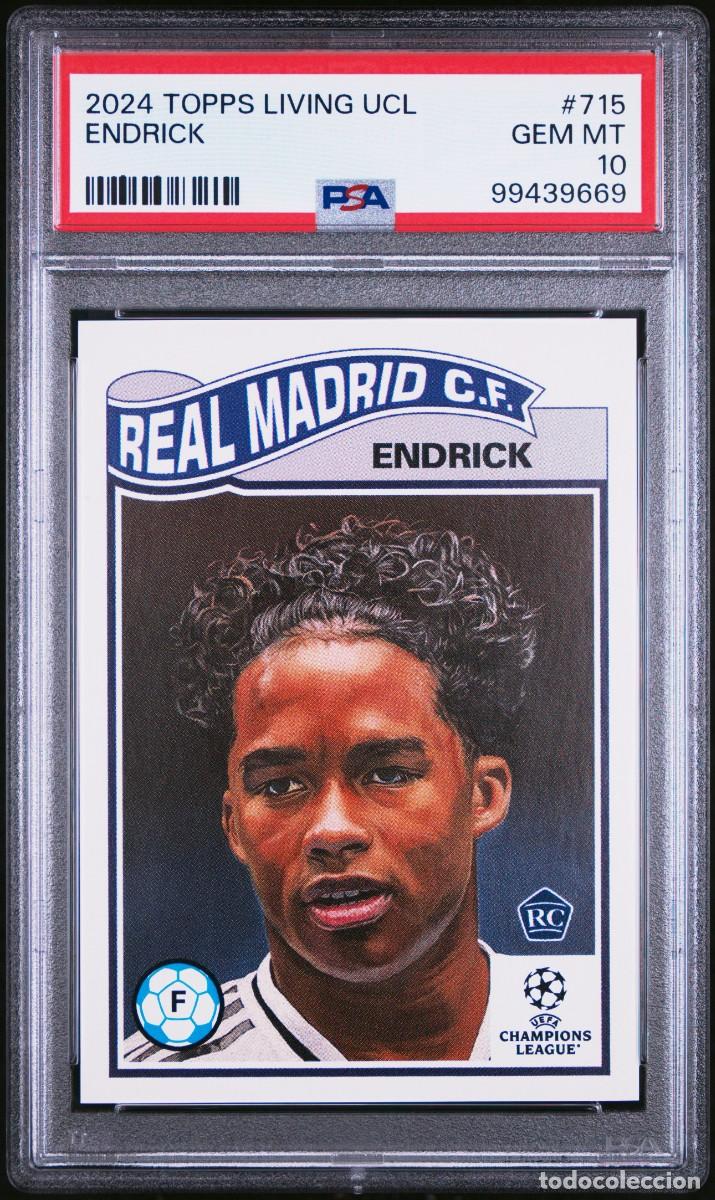 Cromos de f&uacute;tbol: Rookie Endrick #715 Real Madrid Topps Living UCL 2024 2025 PSA 10