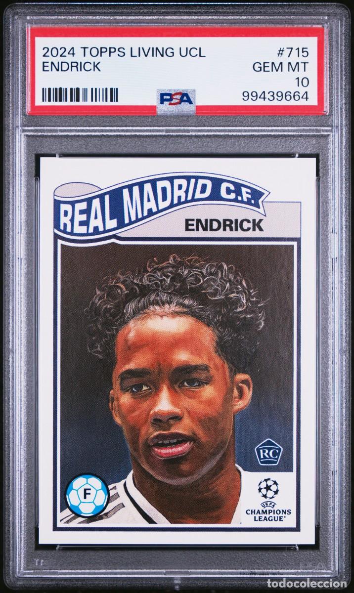 Cromos de f&uacute;tbol: Rookie Endrick #715 Real Madrid Topps Living UCL 2024 2025 PSA 10