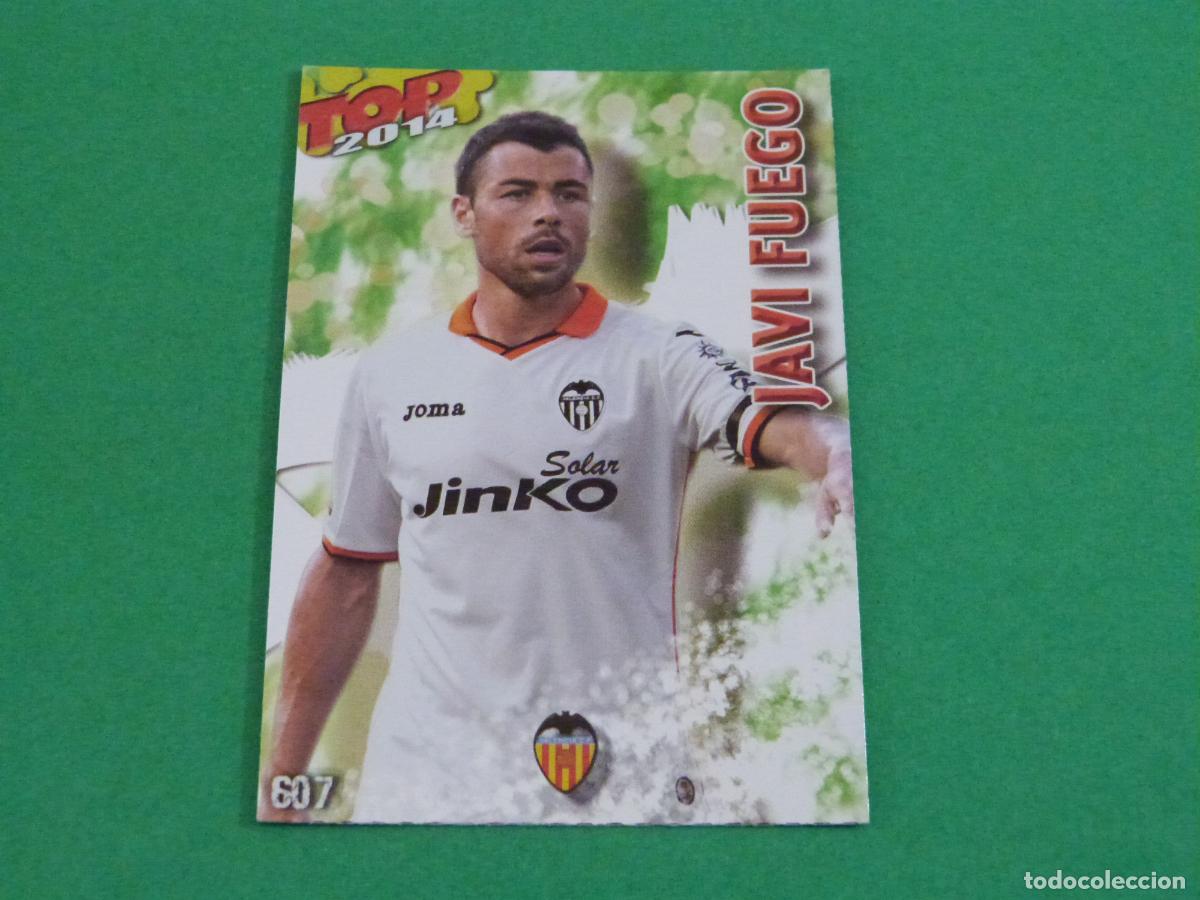 Cromos de f&uacute;tbol: TRADING CARD FUTBOL JAVI FUEGO VALENCIA C.F BRILLO N&ordm; 607 FICHAS LIGA TOP MUNDICROMO 2013-2014/13-14