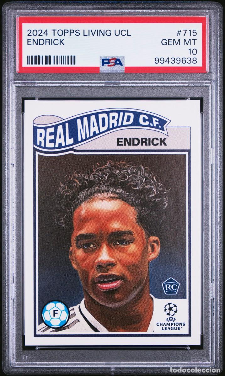 Cromos de f&uacute;tbol: Rookie Endrick #715 Real Madrid Topps Living UCL 2024 2025 PSA 10