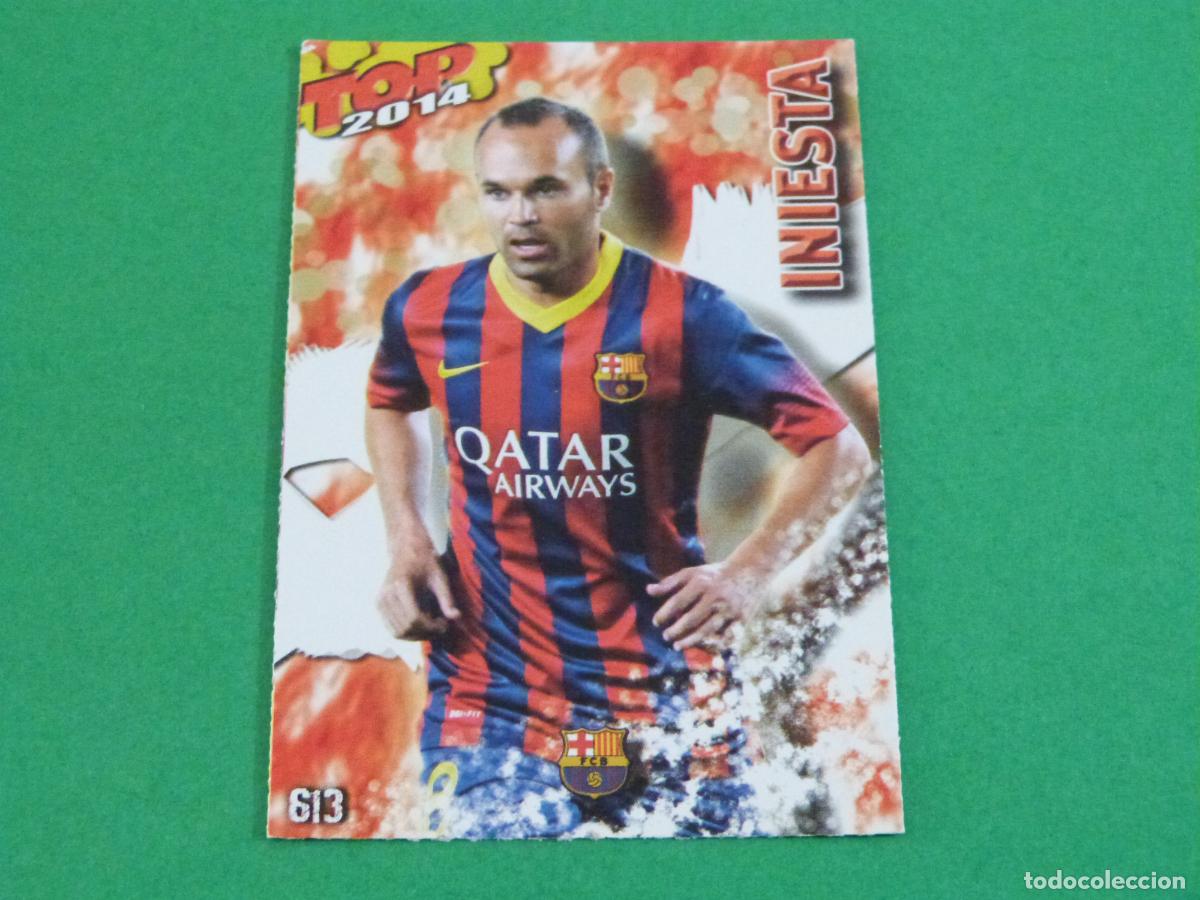 Football Stickers: TRADING CARD FUTBOL INIESTA FC BARCELONA MATE ROJO N&ordm; 613 FICHAS LIGA TOP MUNDICROMO 2013-2014/13-14