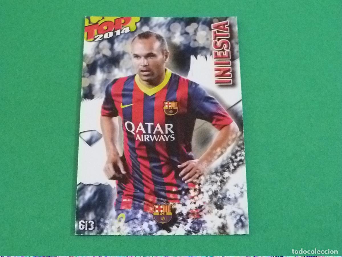 Football Stickers: TRADING CARD FUTBOL INIESTA FC BARCELONA MATE AZUL N&ordm; 613 FICHAS LIGA TOP MUNDICROMO 2013-2014/13-14