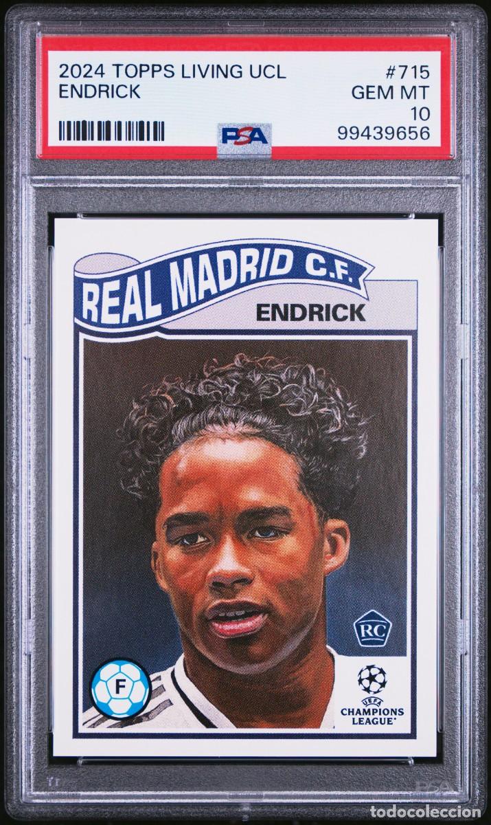 Cromos de f&uacute;tbol: Rookie Endrick #715 Real Madrid Topps Living UCL 2024 2025 PSA 10