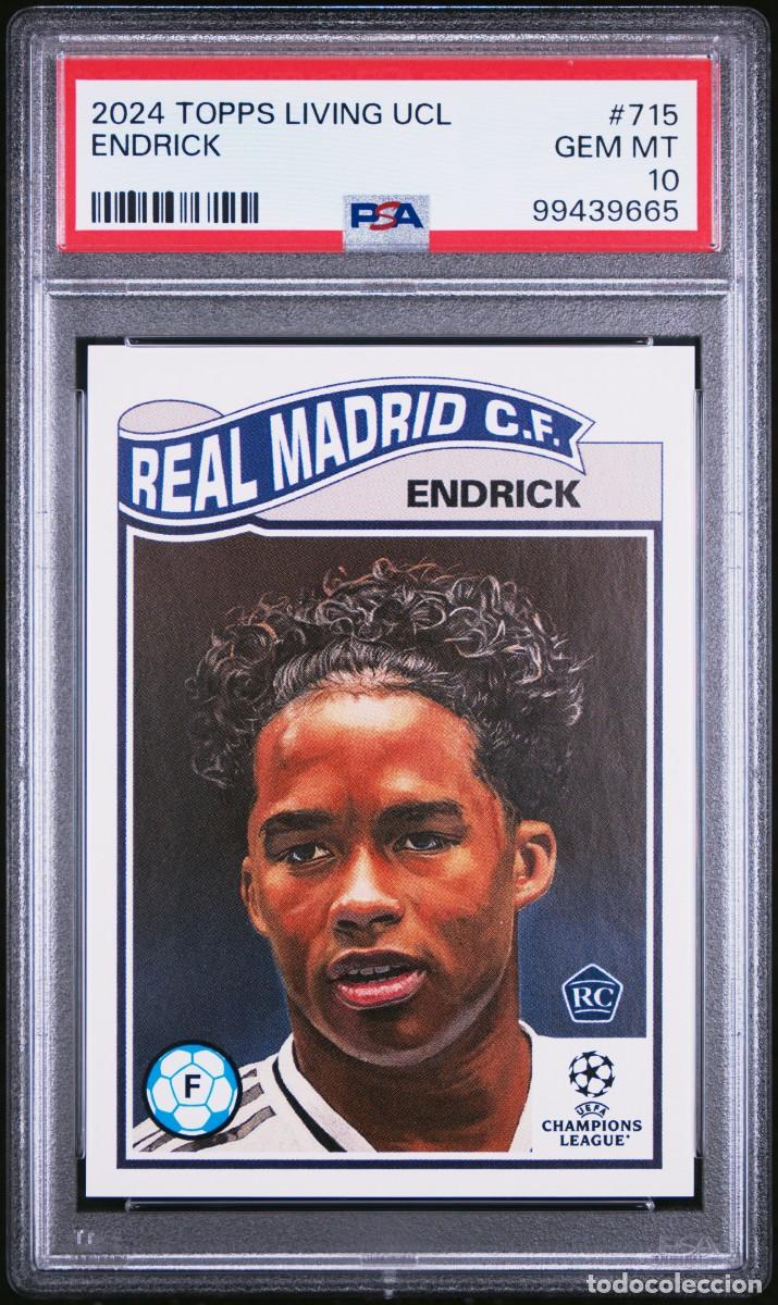Cromos de f&uacute;tbol: Rookie Endrick #715 Real Madrid Topps Living UCL 2024 2025 PSA 10